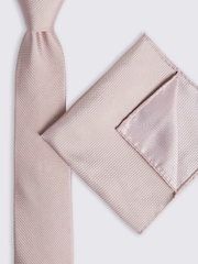 MOSS Dusty Pink Silk Semi-Plain Pocket Square - Image 3 of 3