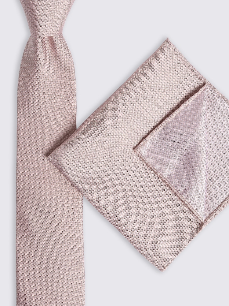 MOSS Dusty Pink Silk Semi-Plain Pocket Square - Image 3 of 3
