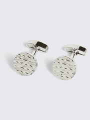 رمادي - MOSS MOSS Textured Round Cufflinks - صورة 1 من 2