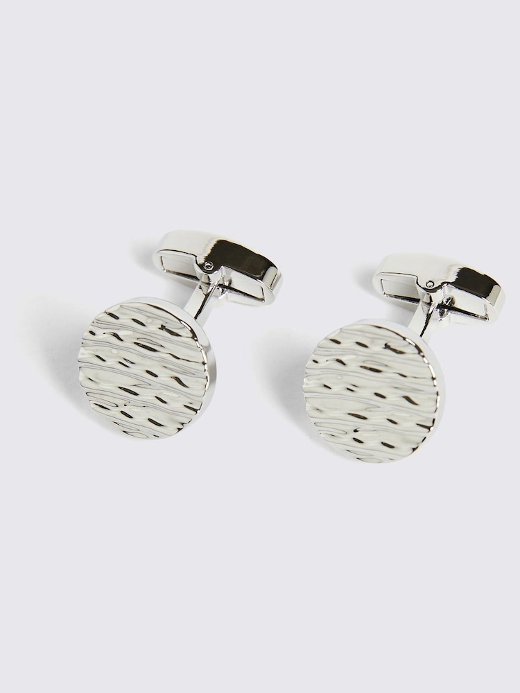 رمادي - MOSS MOSS Textured Round Cufflinks - صورة 1 من 2