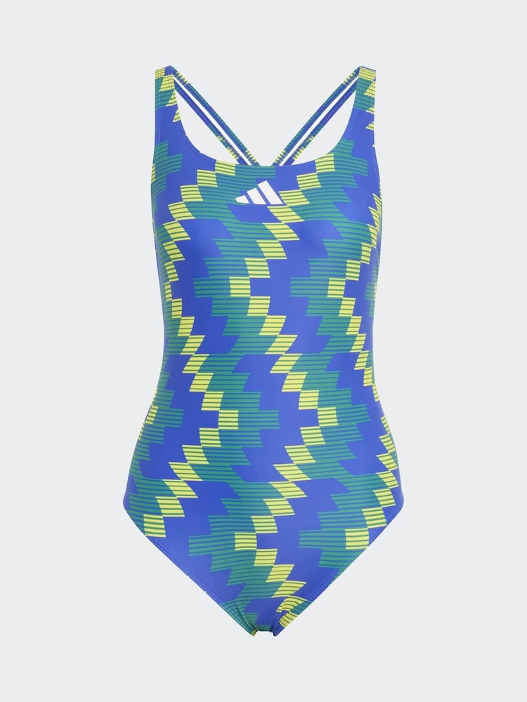 adidas Blue All Over Print Swimsuit - Image 5 of 5