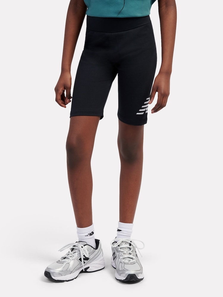 New Balance Black Stacked Logo Cycle Shorts - Image 1 of 9 New Balance Black Stacked Logo Cycle Shorts - Image 1 of 9