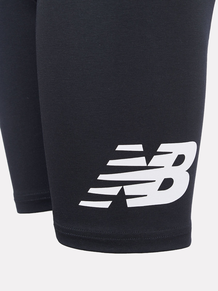 New Balance Black Stacked Logo Cycle Shorts - Image 9 of 9 New Balance Black Stacked Logo Cycle Shorts - Image 9 of 9