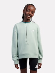 New Balance Green French Terry Small Logo Crew Sweatshirt - Image 1 of 9
