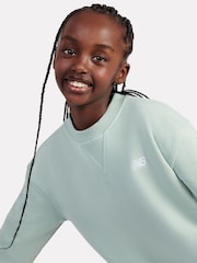 New Balance Green French Terry Small Logo Crew Sweatshirt - Image 4 of 9