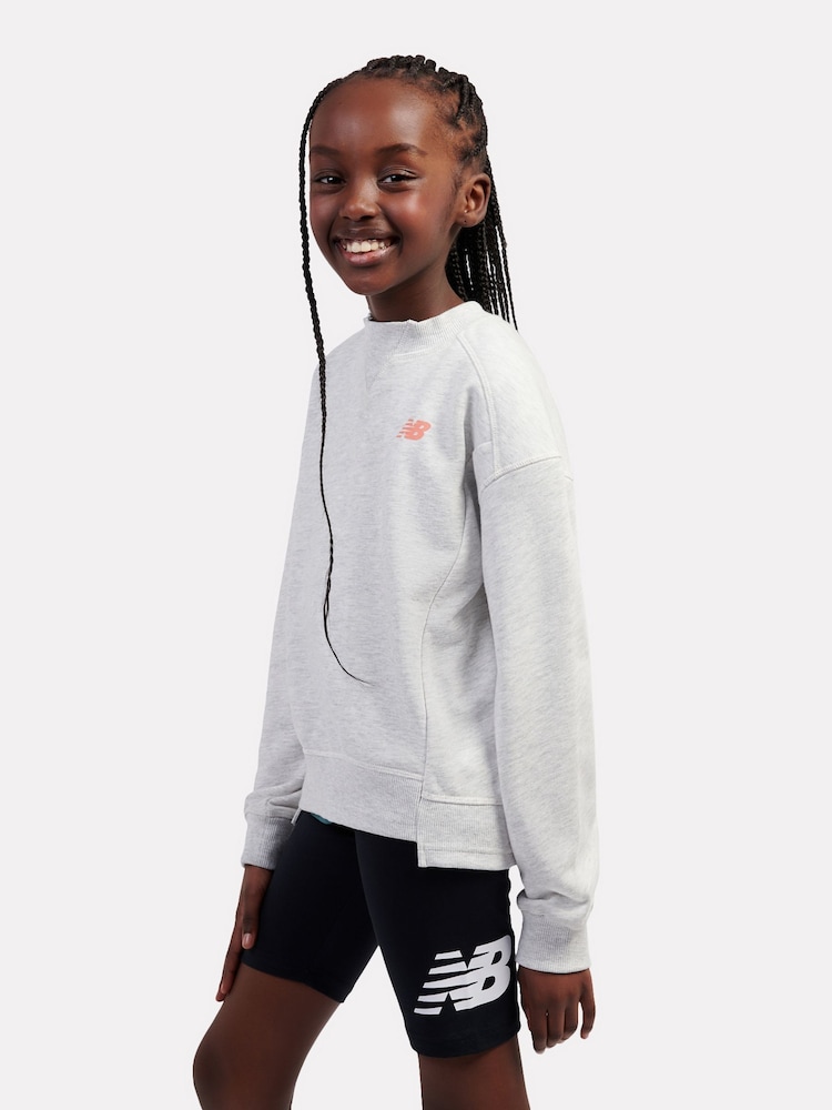 New Balance Grey Script FT Graphic Print Crew Sweatshirt - Image 2 of 10 New Balance Grey Script FT Graphic Print Crew Sweatshirt - Image 2 of 10