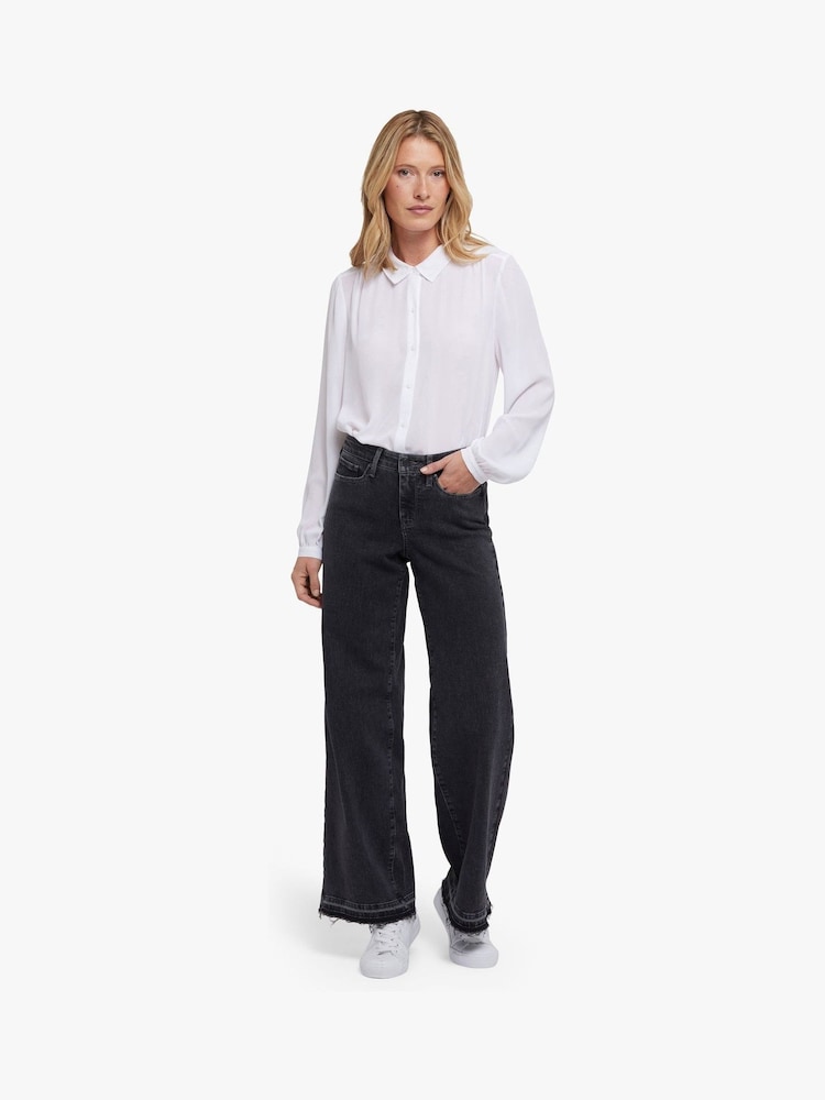 NYDJ Black Teresa Wide Leg Jeans With Released Hems - Image 1 of 5 NYDJ Black Teresa Wide Leg Jeans With Released Hems - Image 1 of 5