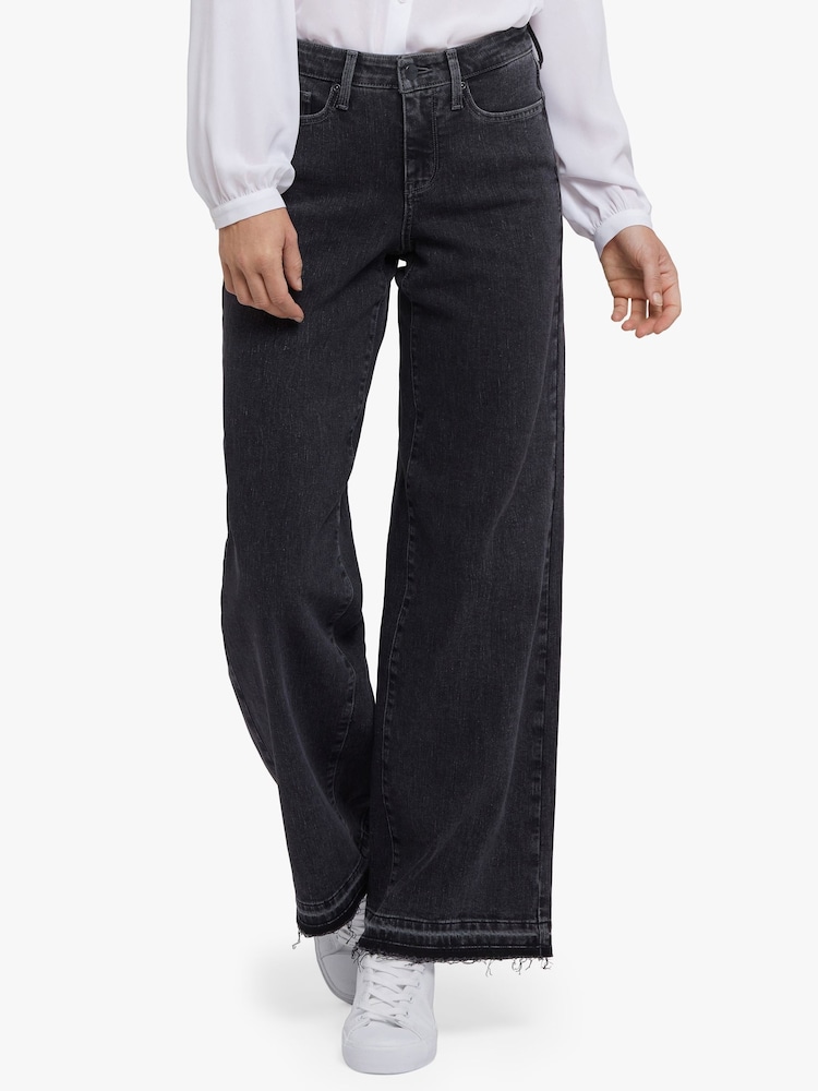NYDJ Black Teresa Wide Leg Jeans With Released Hems - Image 2 of 5 NYDJ Black Teresa Wide Leg Jeans With Released Hems - Image 2 of 5