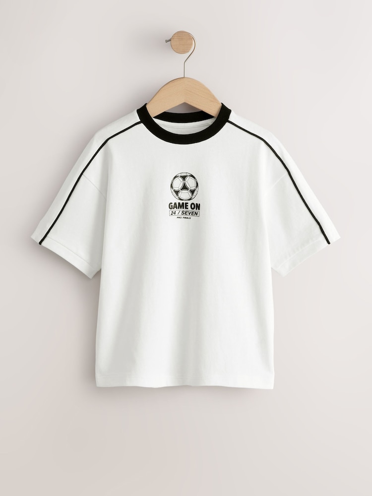 White/Black Short Sleeve Graphic Football T-Shirt (3-16yrs) - Image 1 of 4