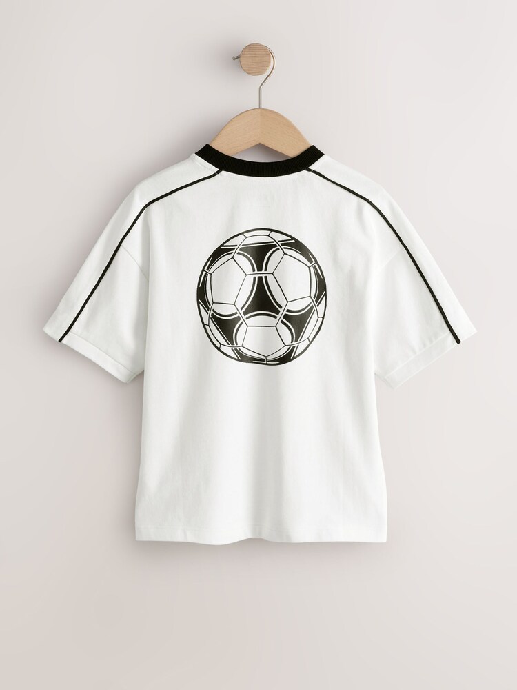 White/Black Short Sleeve Graphic Football T-Shirt (3-16yrs) - Image 2 of 4