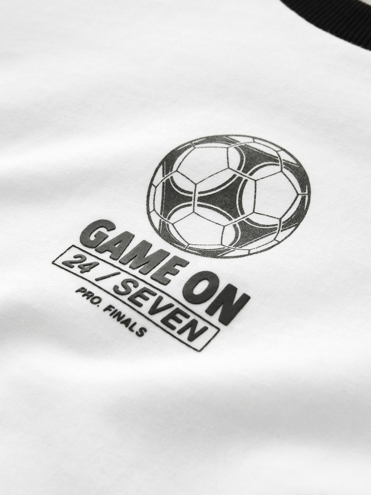 White/Black Short Sleeve Graphic Football T-Shirt (3-16yrs) - Image 4 of 4