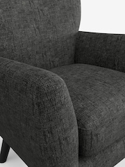 Boucle Weave Easy Clean Charcoal Grey Wilson Highback Armchair - Image 4 of 5