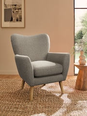 Chunky Boucle Easy Clean Dove Wilson Highback Armchair - Image 1 of 5