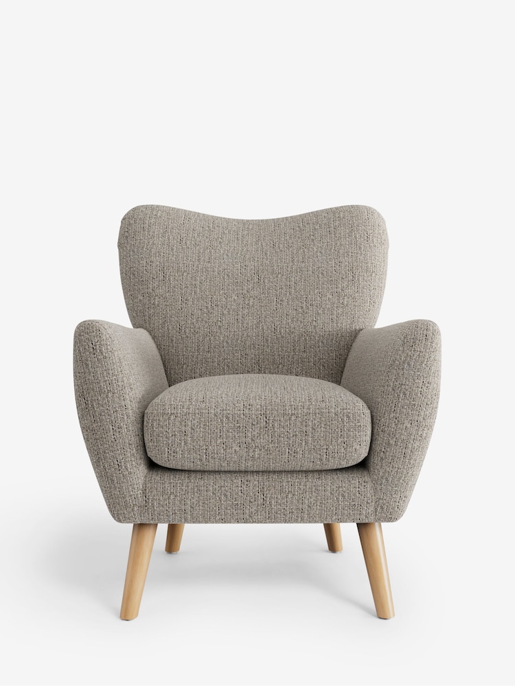 Chunky Boucle Easy Clean Dove Wilson Highback Armchair - Image 2 of 5