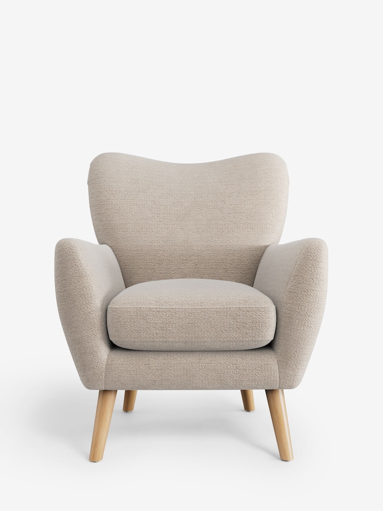 Boucle Chenille Oyster Wilson Highback Armchair - Image 2 of 4
