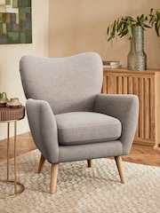 Boucle Chenille Light Natural Wilson Highback Armchair - Image 1 of 4