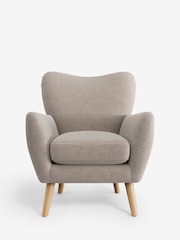 Boucle Chenille Light Natural Wilson Highback Armchair - Image 2 of 4