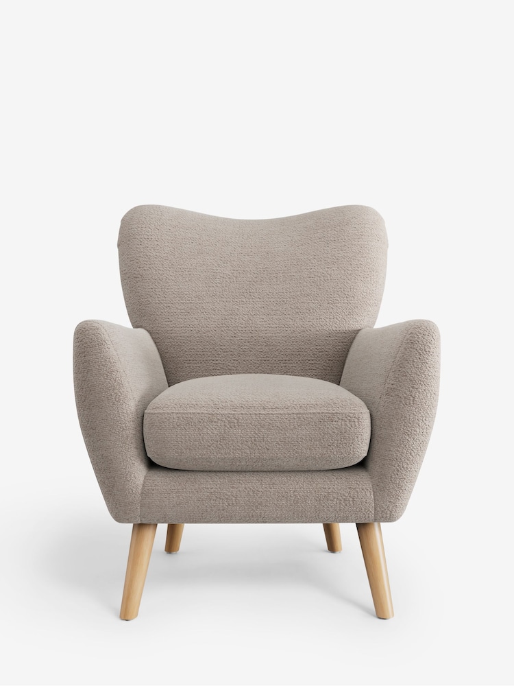 Boucle Chenille Light Natural Wilson Highback Armchair - Image 2 of 4