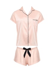Bluebella Pink Abigail Luxury Satin Short Pyjamas Set - Image 4 of 5