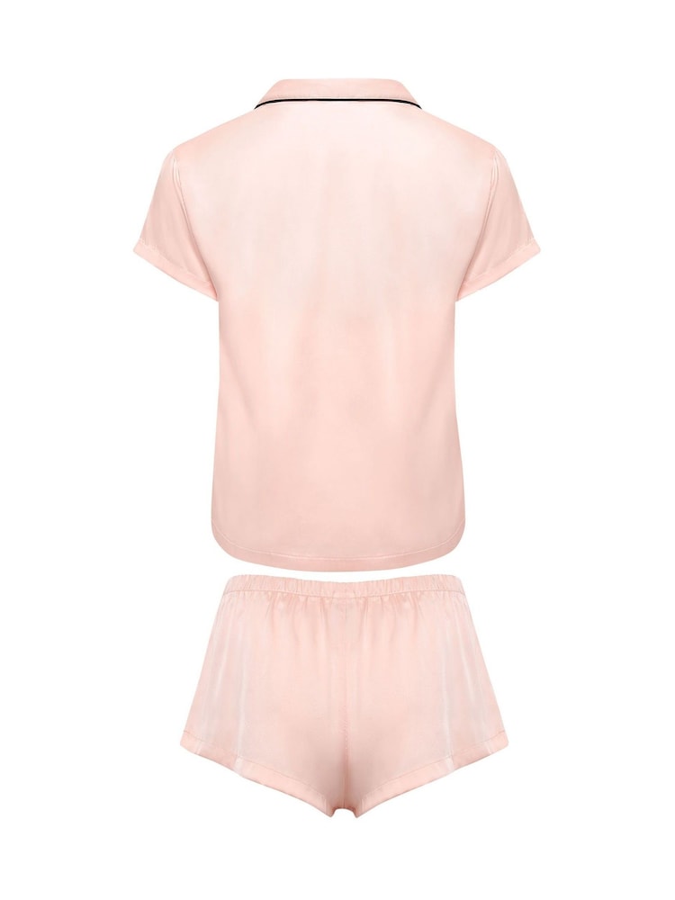 Bluebella Pink Abigail Luxury Satin Short Pyjamas Set - Image 5 of 5 Bluebella Pink Abigail Luxury Satin Short Pyjamas Set - Image 5 of 5