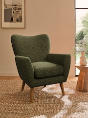 Chunky Chenille Dark Moss Green Wilson Highback Armchair - Image 1 of 4