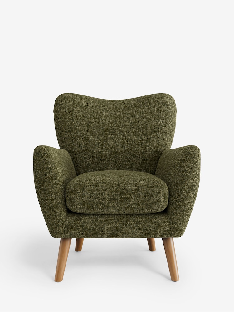 Chunky Chenille Dark Moss Green Wilson Highback Armchair - Image 2 of 4