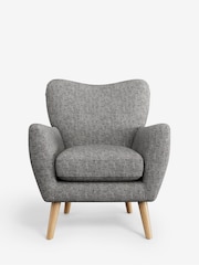 Chunky Boucle Easy Clean Light Grey Wilson Highback Armchair - Image 2 of 5