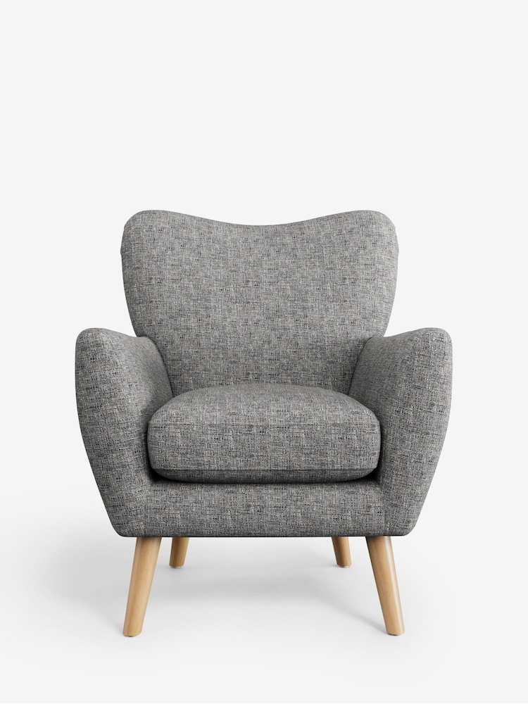Chunky Boucle Easy Clean Light Grey Wilson Highback Armchair - Image 2 of 5