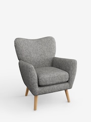 Chunky Boucle Easy Clean Light Grey Wilson Highback Armchair - Image 3 of 5