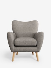 Boucle Weave Easy Clean Light Dove Grey Wilson Highback Armchair - Image 2 of 4