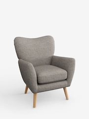 Boucle Weave Easy Clean Light Dove Grey Wilson Highback Armchair - Image 3 of 4