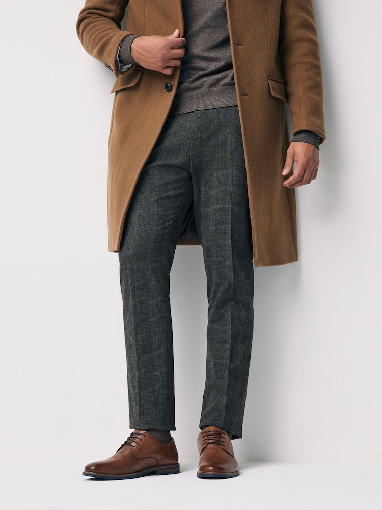 Tan Brown Standard Fit Derby Shoes with Navy Contrast Sole - Image 2 of 6