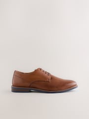 Tan Brown Standard Fit Derby Shoes with Navy Contrast Sole - Image 3 of 6