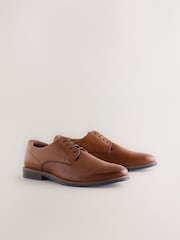 Tan Brown Standard Fit Derby Shoes with Navy Contrast Sole - Image 4 of 6