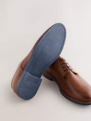 Tan Brown Standard Fit Derby Shoes with Navy Contrast Sole - Image 6 of 6