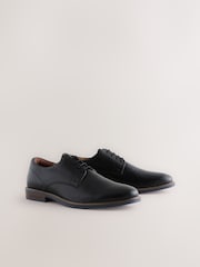 Black Standard Fit Derby Shoes with Navy Contrast Sole - Image 3 of 5