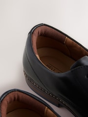 Black Standard Fit Derby Shoes with Navy Contrast Sole - Image 4 of 5