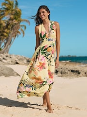 Friends Like These Yellow V-Neck Plunge Sleeveless Maxi Dress - Image 1 of 4