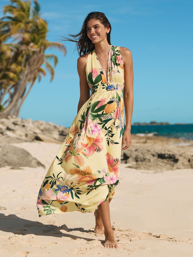 Friends Like These Yellow V-Neck Plunge Sleeveless Maxi Dress - Image 1 of 4