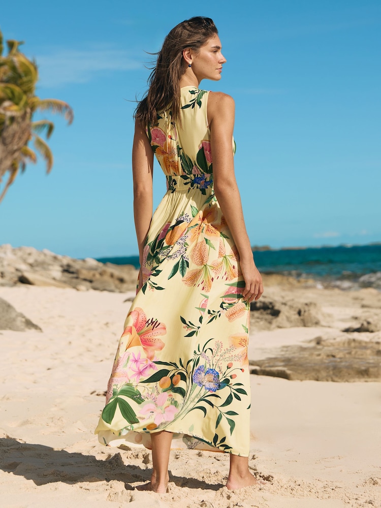 Friends Like These Yellow V-Neck Plunge Sleeveless Maxi Dress - Image 4 of 4