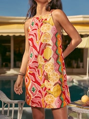 وردي/أصفر - Friends Like These Sleeveless Mini Dress - Image 4 of 5