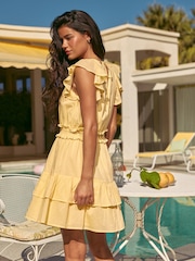Friends Like These Yellow Ruffle Sleeve V-Neck Mini Dress - Image 2 of 5