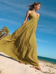 Friends Like These Light Green Beaded Halter Neck Maxi Dress - Image 1 of 4