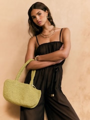 Friends Like These Chocolate Brown Embroidery Tie Waist Jumpsuit - Image 4 of 8