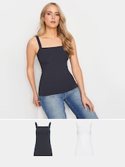 Long Tall Sally Blue Square Neck Cami Vest 2 Pack - Image 1 of 6