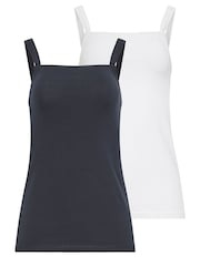 Long Tall Sally Blue Square Neck Cami Vest 2 Pack - Image 6 of 6