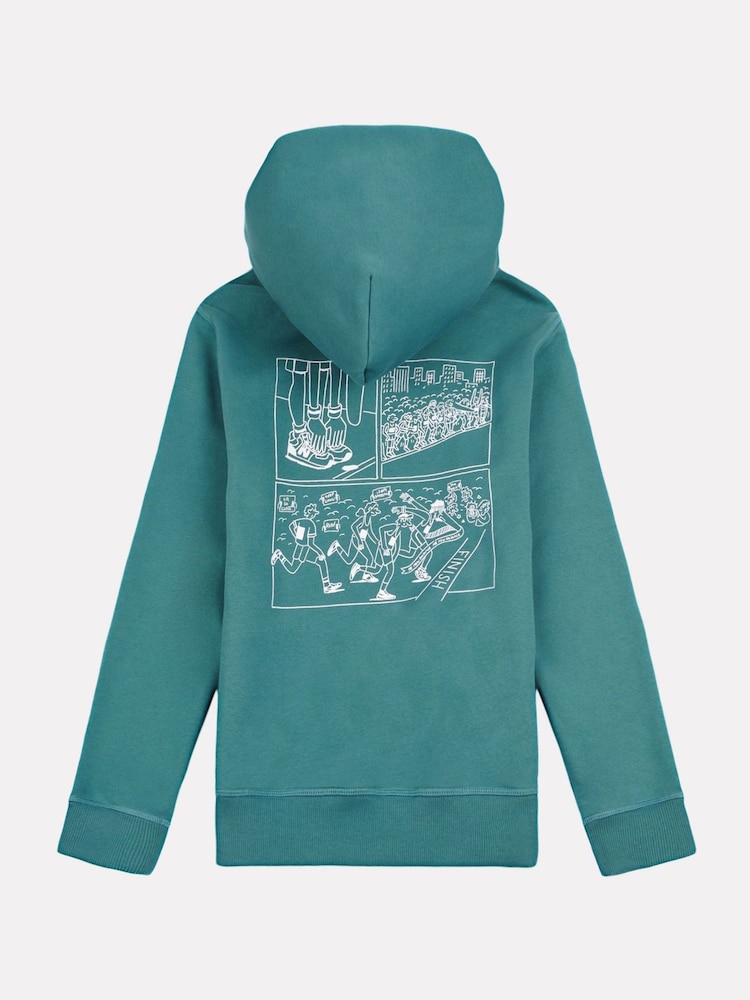 New Balance Blue Athletics Runners Arent Normal Graphic Print FT Hoodie - Image 2 of 5