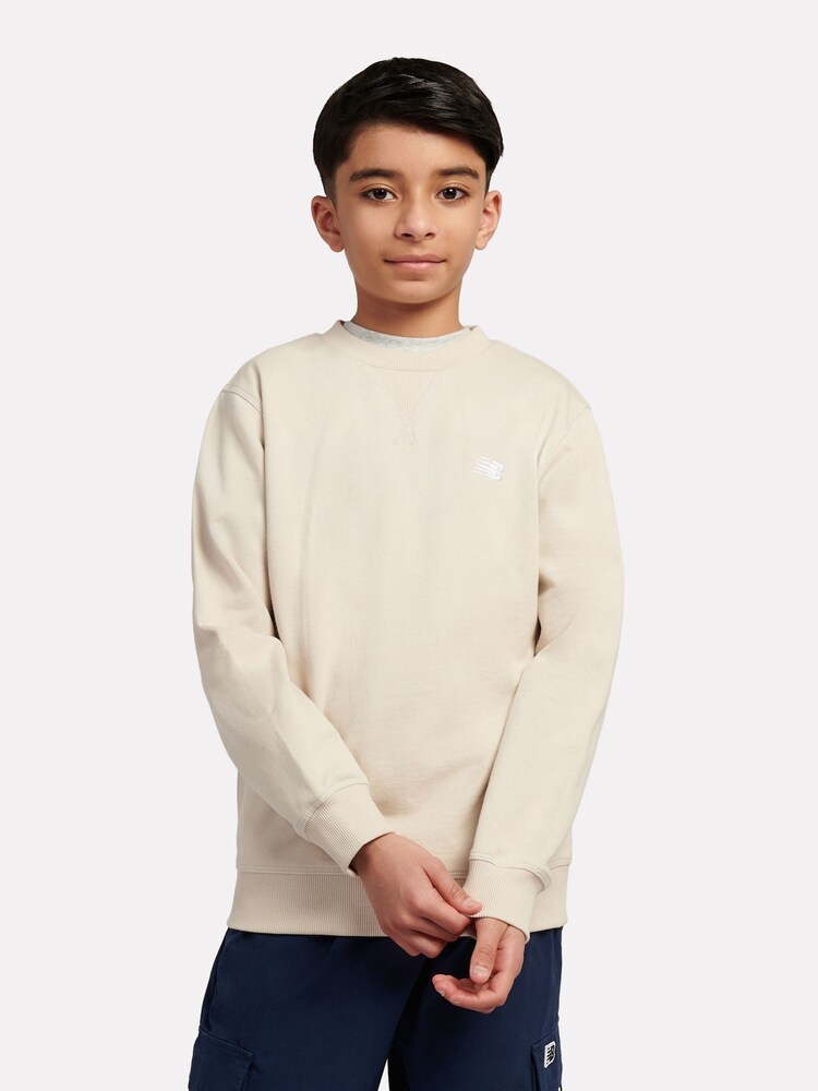 New Balance Brown French Terry Small Logo Crew Sweatshirt - Image 1 of 8