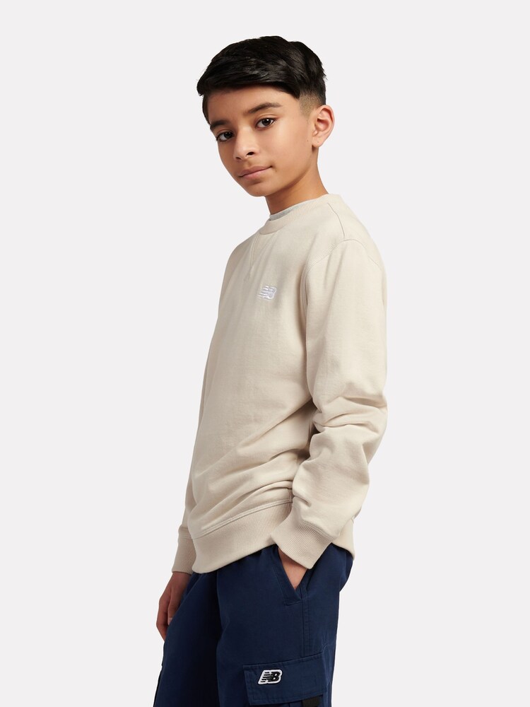 New Balance Brown French Terry Small Logo Crew Sweatshirt - Image 2 of 8 New Balance Brown French Terry Small Logo Crew Sweatshirt - Image 2 of 8