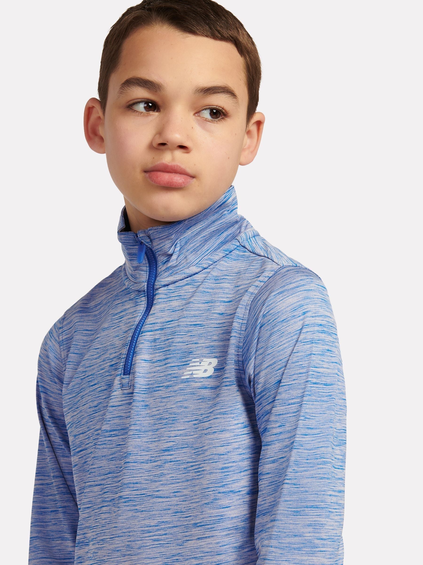 Buy New Balance Blue Athletics Quarter Zip Funnel Sweatshirt from